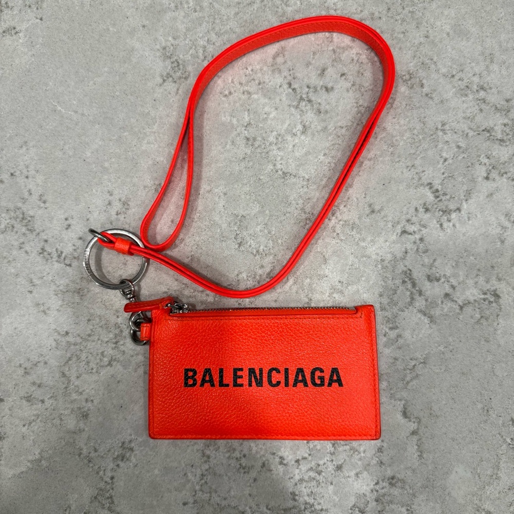 BALENCIAGA ORANGE CARD /KEY HOLDER w/ STRAP